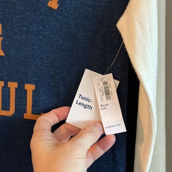 🌴 Blue/Cream Old Navy "Heart and Soul" Baseball Long-Sleeve Tee XL/12-14+ - Picture 3 of 10